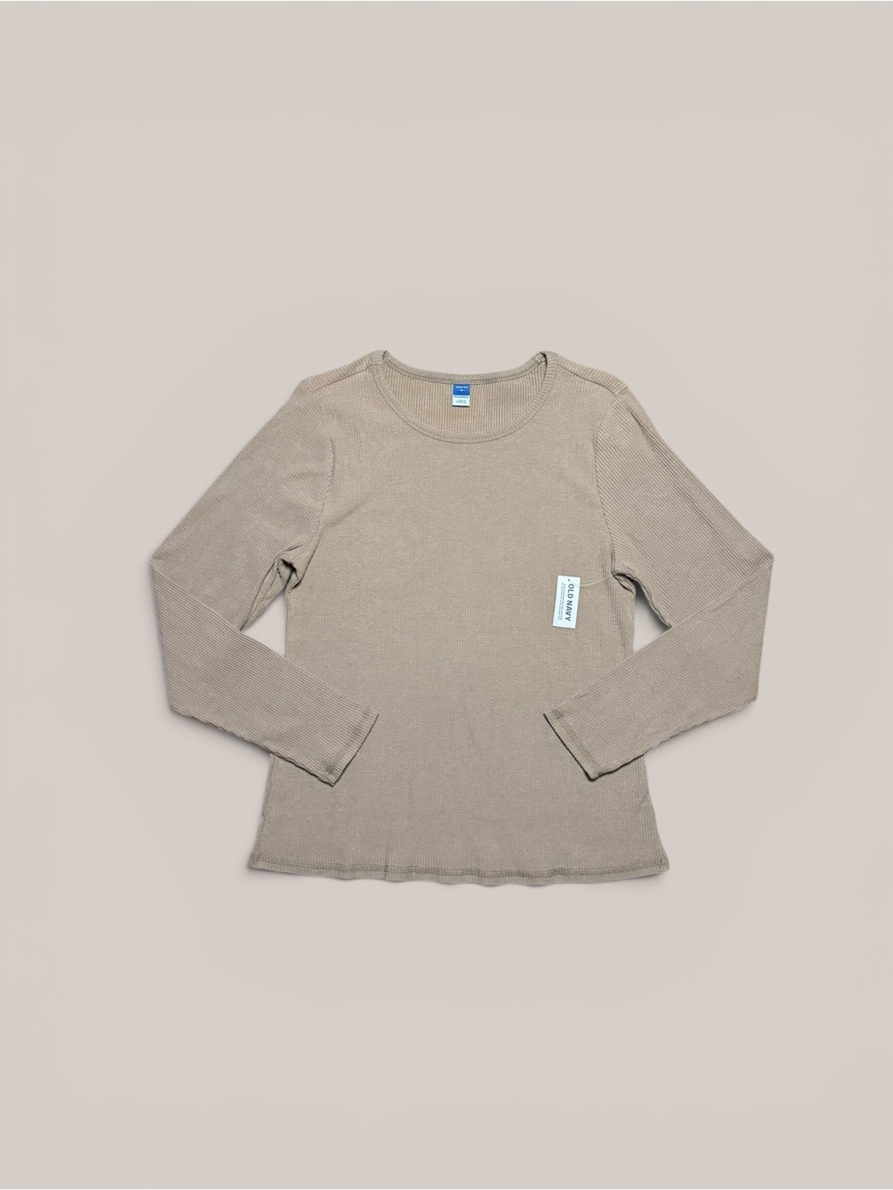 Old Navy Beige Ribbed Long Sleeve ‘Plush Tee’